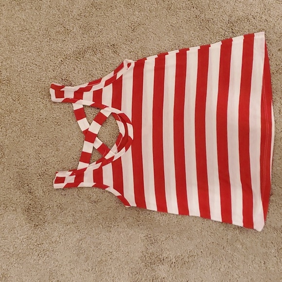 Retro Doll Striped Tank Top with a Criss Crossed Back - Picture 3 of 5